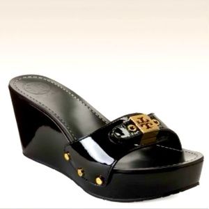 Tory Burch Rosie Wedges- Patent Open Wedge Slide
